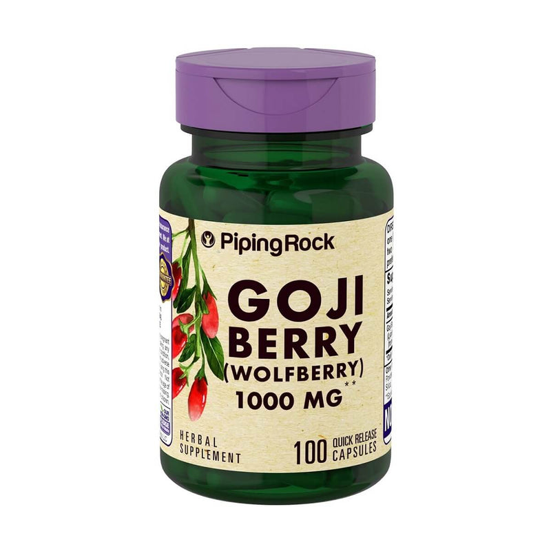 Bayas De Goji Berry Wolfberry 1000 Mg Antioxidante 100 Caps Piping Rock