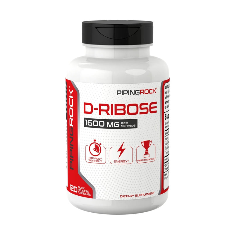 D-Ribosa D-Ribose 1600 Mg Pre-Post Workout 120 Capsulas Piping Rock
