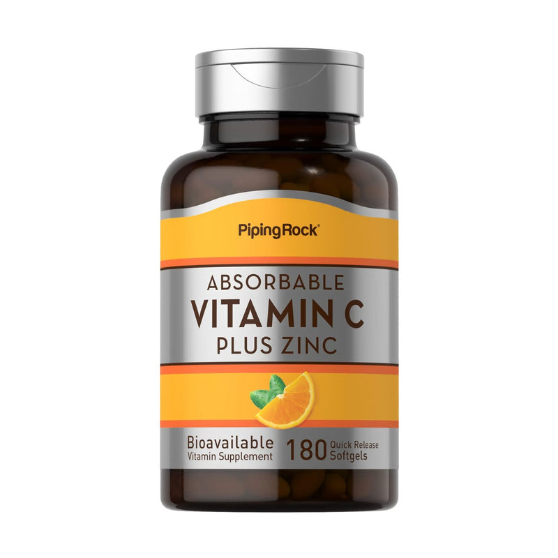 Vitamina C Absorbible Zinc 180 Capsulas Biodisponible Piping Rock