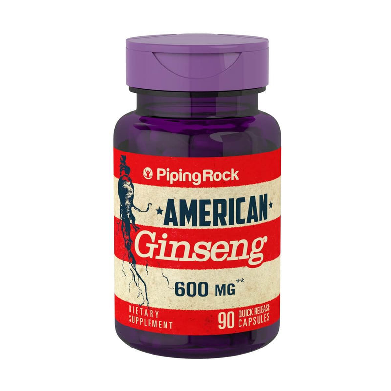 American Ginseng Americano Panax 600 Mg 90 Capsulas Piping Rock