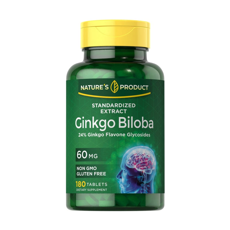 Ginkgo Biloba 60 Mg extracto estandarizado 180 Tabletas Piping Rock