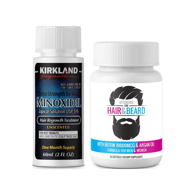 Combo 1 Mes Minoxidil 5% Kirkland y Biotina 10000 Mcg