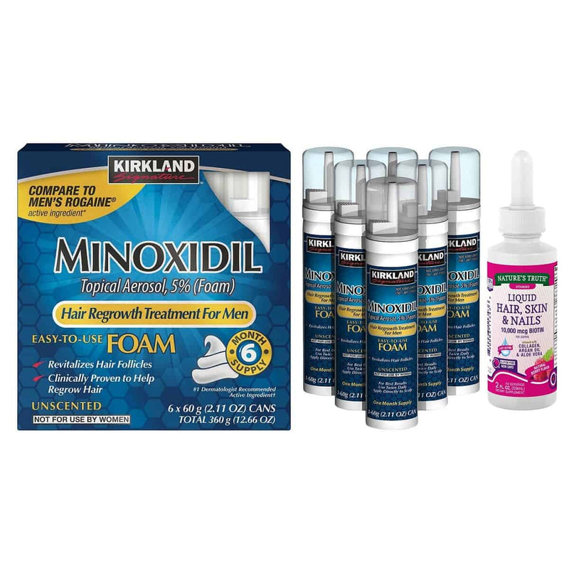Minoxidil Espuma Kirkland 5% Biotina Liquida 10000 Mcg Foam Hair