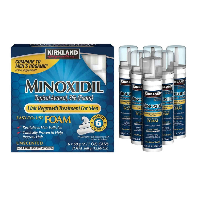 Minoxidil 5% Espuma Kirkland Caja X6 Foam Hair Regrowth