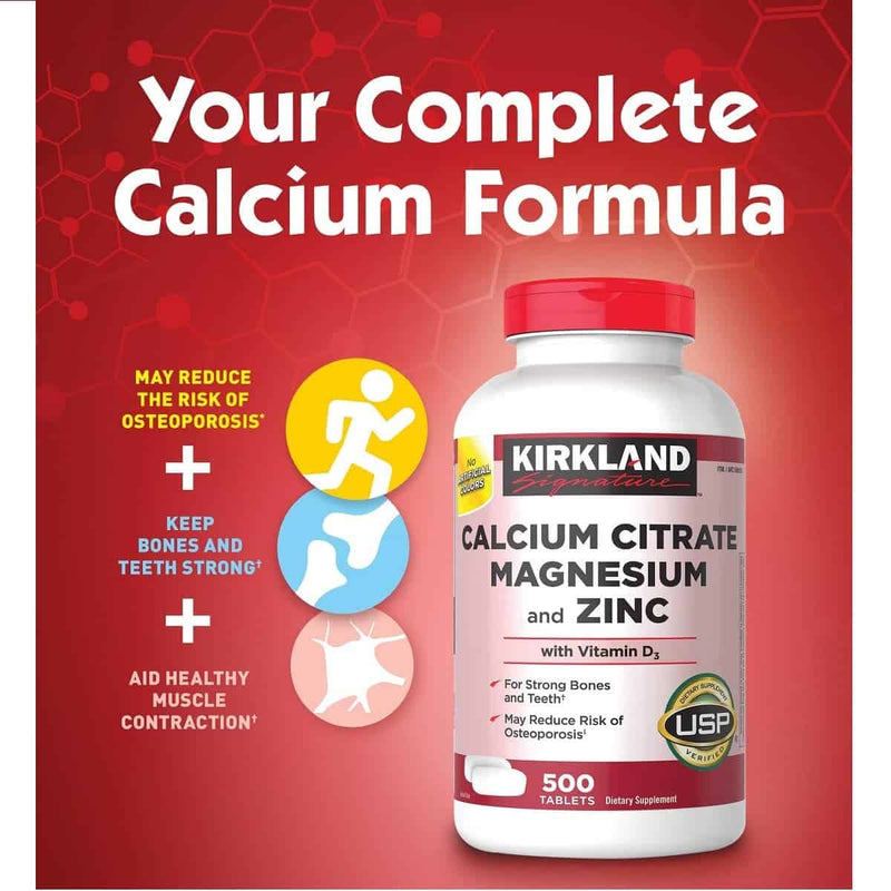 Calcium Citrate Magnesium Zinc Kirkland 500 Tablets