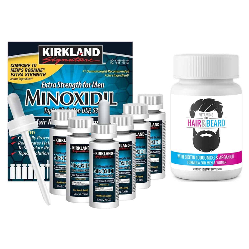 Combo Caja Minoxidil 5% 1 Biotina Kirkland Biotin