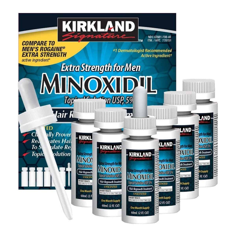 Caja Minoxidil Kirkland 5% X6 Unidades 2 Oz Crecimiento Cabello y Barba